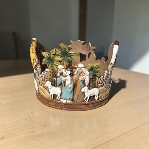Vintage Journey to Bethlehem Nativity Story Advent Candle Holder, Religious Gift